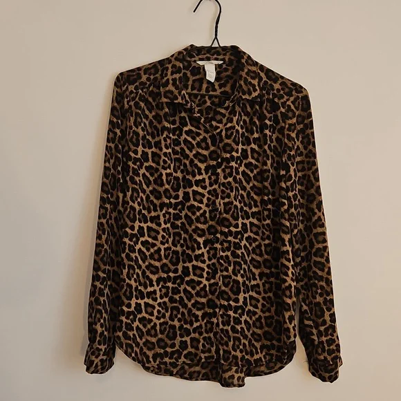 Leopard Print Button-Down Shirt - Picture 1 of 8